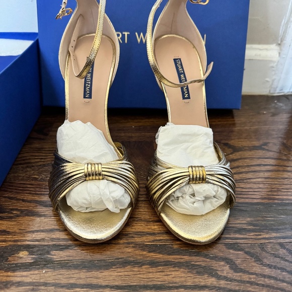 STUART WEITZMAN GOLD HEELED SANDALS - Picture 1 of 7